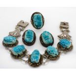 Collection of Egyptian revival faience jewellery