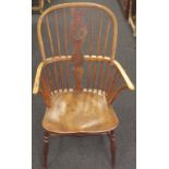 19th century English elm and yew Windsor chair