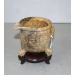 Chinese Archaistic hard stone libation jug