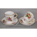 Two Victorian Royal Worcester cups & saucers