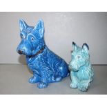 Two various Sylvac seated blue dog figures