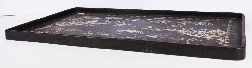 Vintage Chinese lacquer & mother of pearl tray - Image 2 of 3