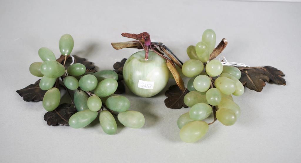 Three various Chinese greenstone fruit ornaments - Image 3 of 3