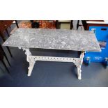 Vintage cast iron & marble top outdoor table