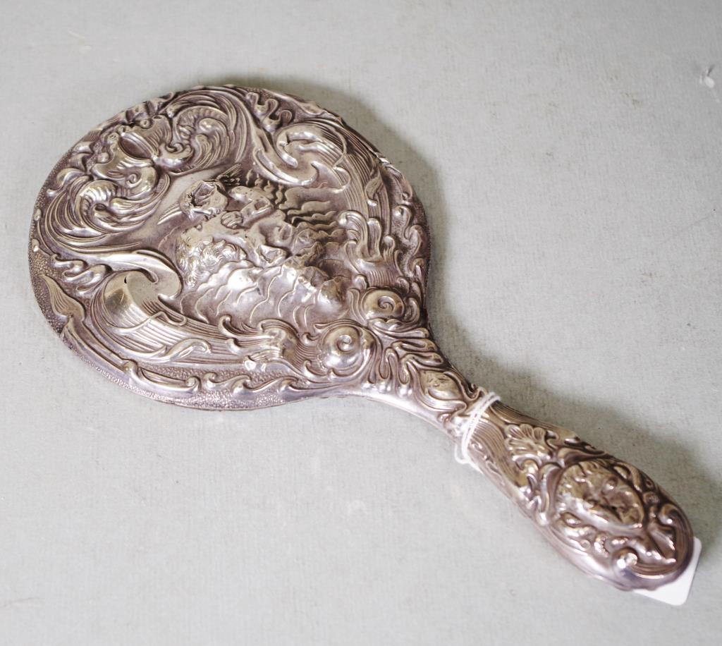 Vintage silver backed hand mirror