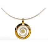 9ct two tone gold and diamond spinning pendant