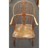 19th century English elm and yew Windsor chair