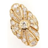 Art Deco style diamond and gold cocktail ring