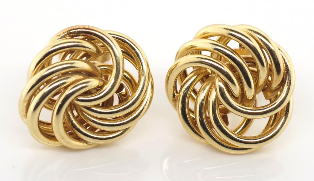 14ct Gold rope knot stud earrings