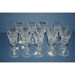 Set fourteen Waterford crystal liqueur glasses