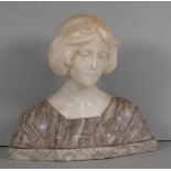 Edwardian alabaster bust of a young lady