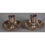 Pair Victorian sterling silver candleholders