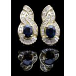 Gold, sapphire and diamond earrings.