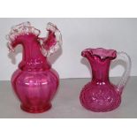 Two various vintage ruby glass pieces