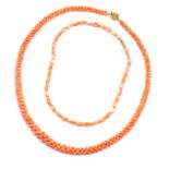Two coral bead necklaces