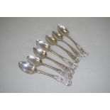 Seven Georgian/Victorian sterling silver teaspoons