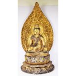 Vintage Thai carved wood Buddha figure