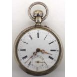 Remontoir antique silver open face pocket watch.