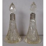 Two cut glass perfume bottles