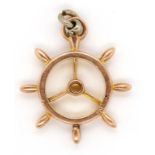 9ct gold ship wheel charm or pendant