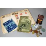 Collection foreign stamps and coins