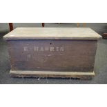 Antique rustic wooden trunk