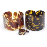 Two tortoiseshell cuff bangles