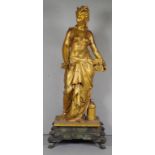 French gold leaf gilded spelter figure of a maiden