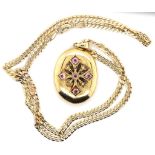 Gold locket pendant and 9ct gold chain.