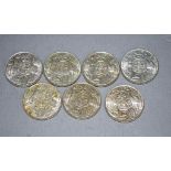 Seven Australian 1966 round 50 cent coins