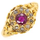 Edward VII 18ct gold, ruby and diamond ring.