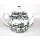 Antique English pearlware ceramic teapot