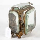 Antique French glass & brass watch case