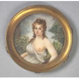 Antique French portrait miniature in a gilt frame