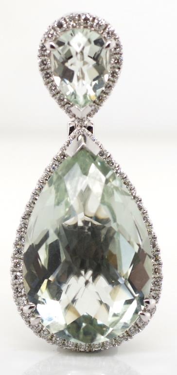 Aquamarine, diamond and 18ct gold pendant - Image 2 of 5