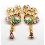 22ct gold peacock stud earrings