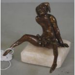 Bronze figure of seated jester