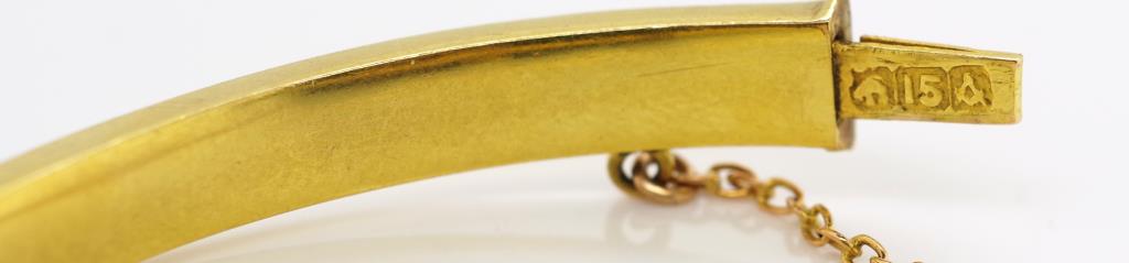 Antique Australian 15ct gold, ruby & pearl bangle - Image 3 of 3