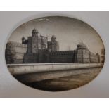 Antique miniature of the Rahjasthan fort on ivory