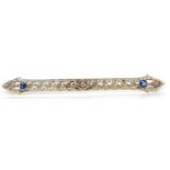 14ct white gold, diamond and sapphire brooch