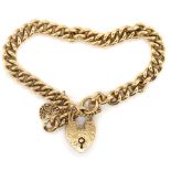 9ct gold bracelet and heart padlock