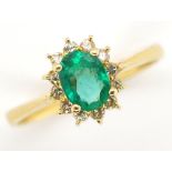 14ct gold diamond and emerald ring
