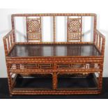 Oriental bamboo and cane settee