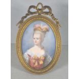 Antique French portrait miniature in a gilt frame