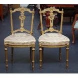 Pair of French Louis XVI style gilt wood chair