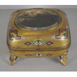 Antique French gilt & enamel jewel case