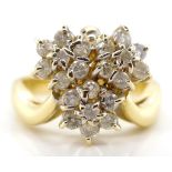 14ct gold and diamond cluster ring