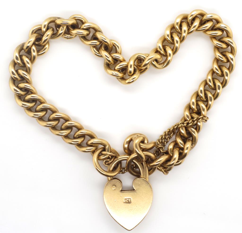 9ct gold bracelet and heart padlock - Image 2 of 3