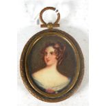 Brass framed portrairt miniature of a lady