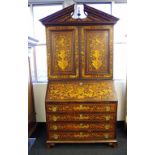 Late 18th century Dutch marquetry bureau bookcase